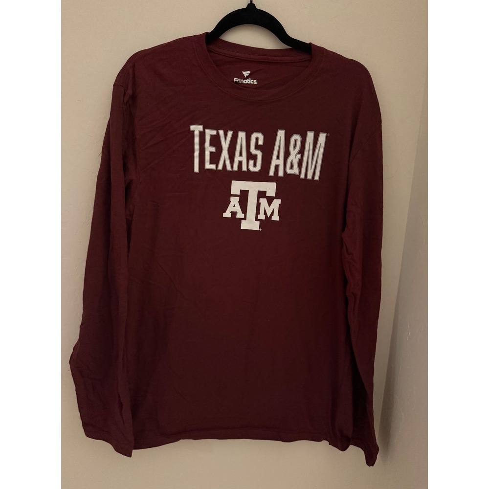 Texas A&M Aggies Men's Fanatics Long Sleeve Logo T-Shirt -Size Large NWOT